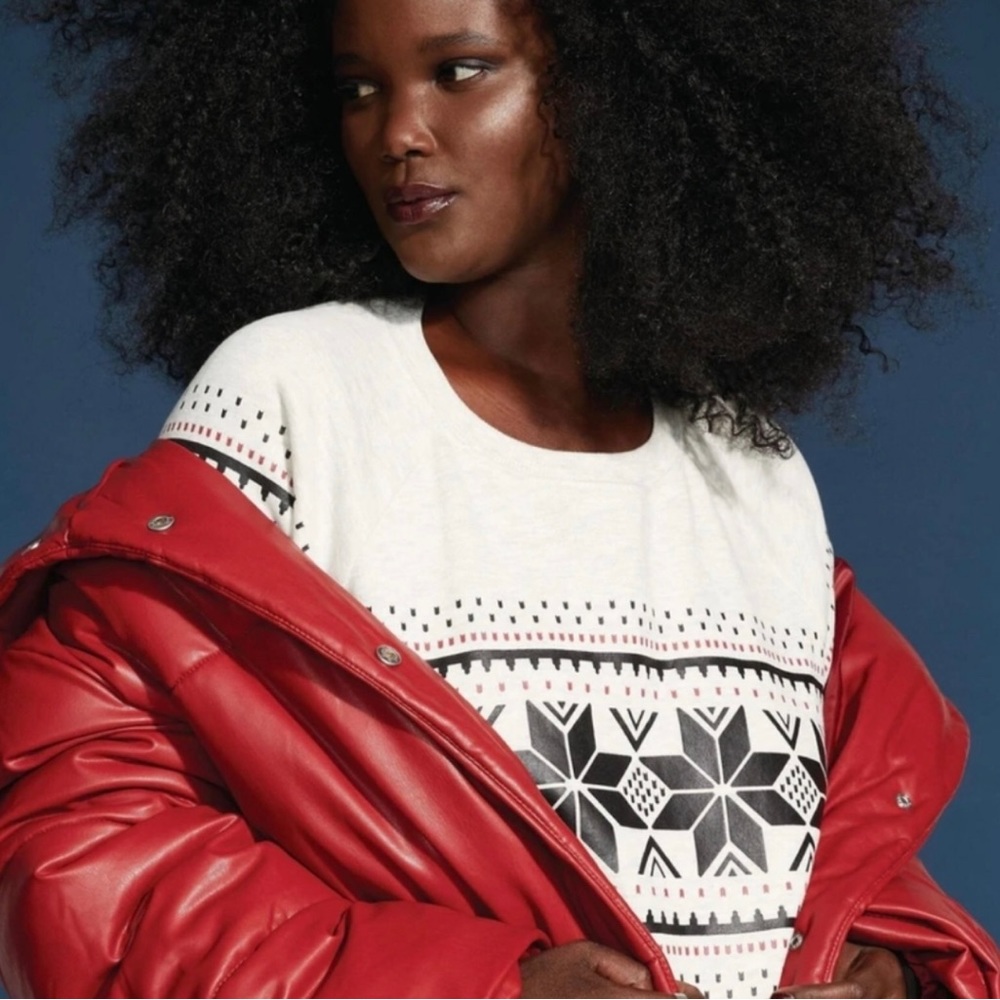 NWOT Anthropologie AVEC LES FILLES Womens L Faux Leather Puffer Coat